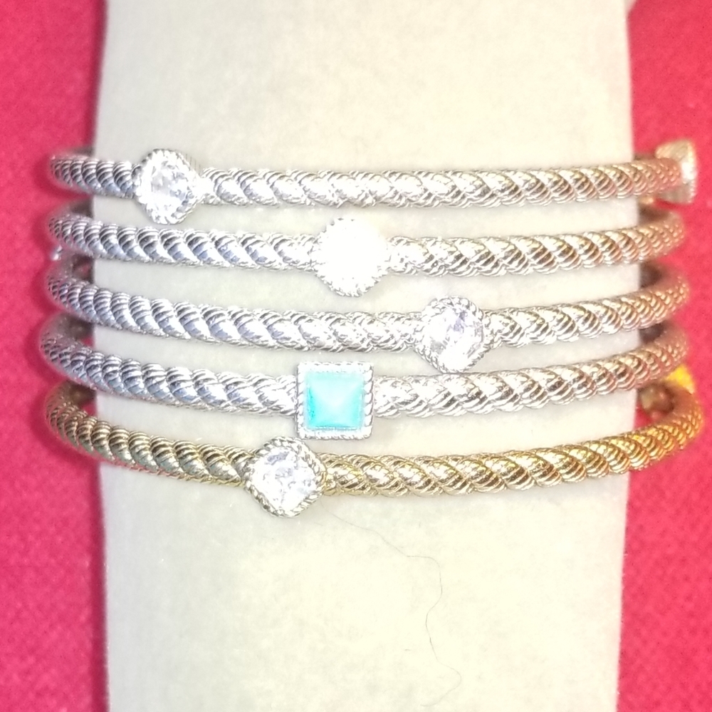 Sterling Ripka Set of 3 cz station bangles.